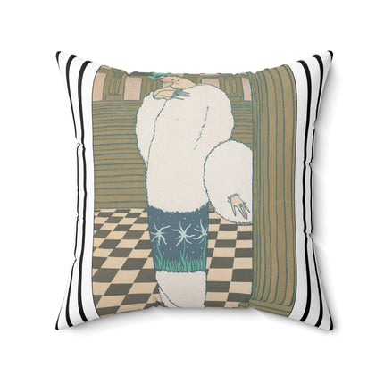 Les Hermines by Georges Lepape Spun Polyester Square Pillow