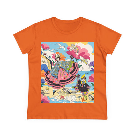 🐚🐟 The Seaside Fantasy Cotton Tee – Art Deco Ocean Whimsy