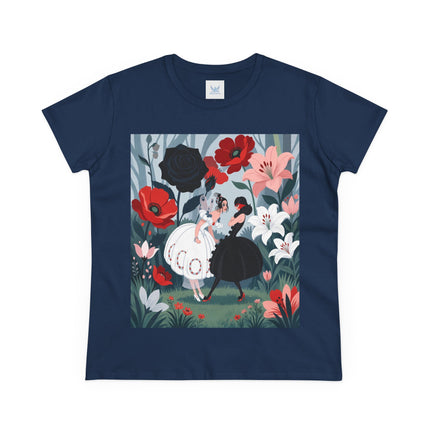 🌹🖤 The Midnight Rose Garden Cotton Tee – Art Deco Floral Fashion