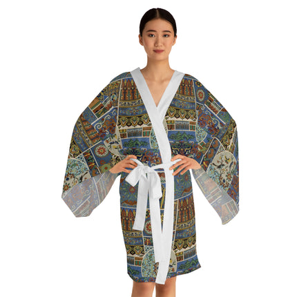 Chinois et Japonais by Auguste Racinet Long Sleeve Kimono Robe (AOP)