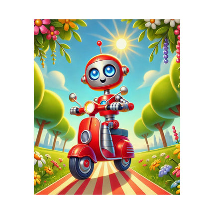 🤖🌿 The Traveling Robot Matte Vertical Poster – Adventure, Curiosity & Playful Discovery