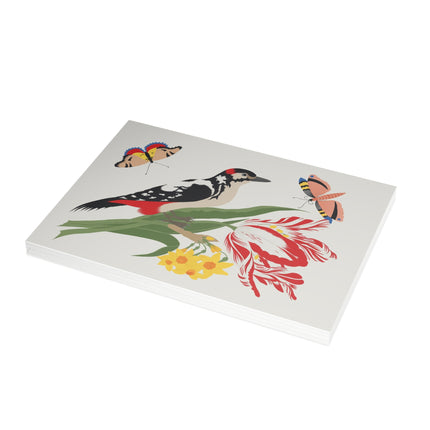 Woodpecker & Tulip Greeting Card – Vibrant Energy & Cheerful Charm