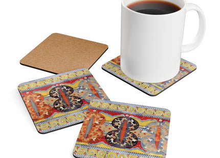 Reproduction of the Shield Frieze by Emile Gilliéron Corkwood Coaster Set