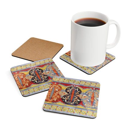 Reproduction of the Shield Frieze by Emile Gilliéron Corkwood Coaster Set
