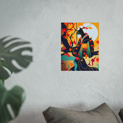 Black Cat in Kimono Fine Art Posters