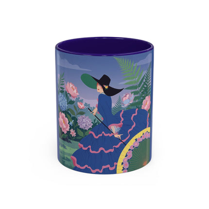 The Lady Of The Garden Stroll Colorful Mugs – Art Deco Botanical Elegance