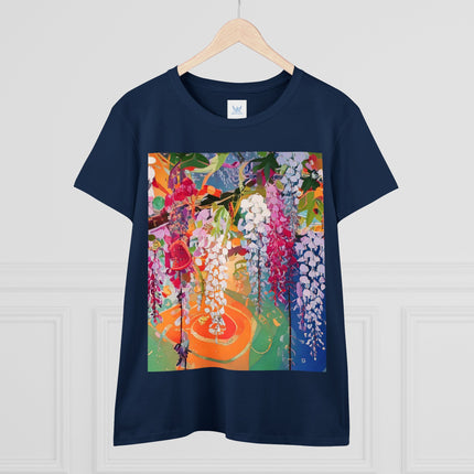 Women's Golden Wisteria Print Midweight Cotton Tee