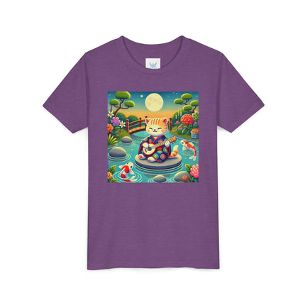 Melodic Kitten by the Koi Pond Youth Short Sleeve Tee