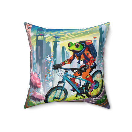 Cyberpunk Frog Spun Polyester Square Pillow