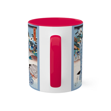 Japanese woman woodblock print by Keisai Eisen Colorful Mugs, 11oz