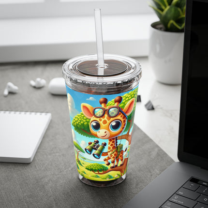 Giraffe Lookout Sunsplash Tumbler with Straw, 16oz