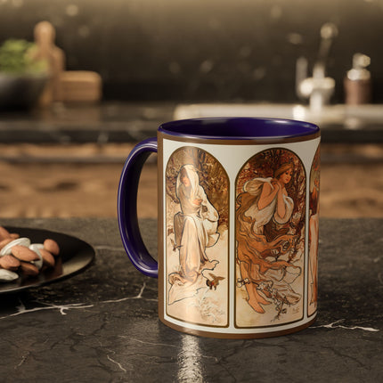 The Seasons by Alphonse Maria Mucha Colorful Mugs (11oz, 15oz)