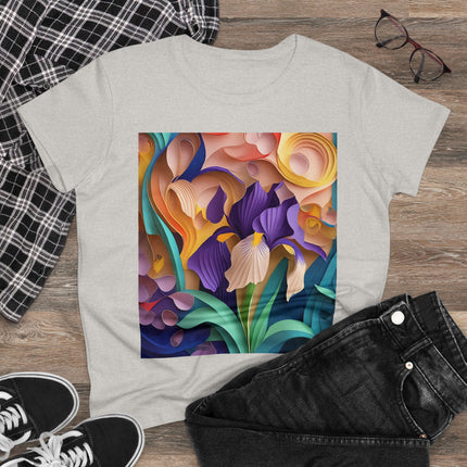 The Elegant Iris Flower Women's Midweight Cotton Tee