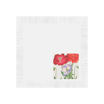 Poppies by Tanigami Kônan White Coined Napkins – Bold Blooms & Japanese Woodblock Elegance