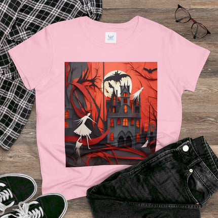Halloween Night Scene Women's Midweight Cotton Tee