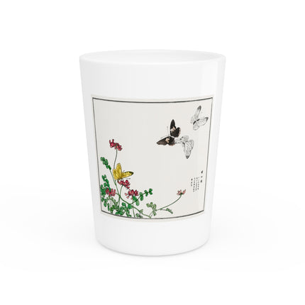 Butterflies and flower illustration by Morimoto Toko Ceramic Shot Glass