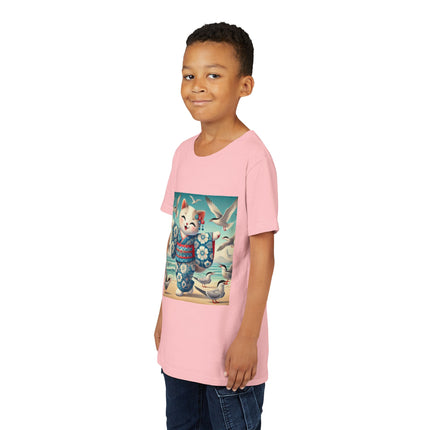 Geisha Kitten by the Seaside Youth Short Sleeve Tee