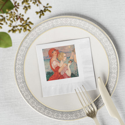 Sur la Route d'Anacapri by Gerda Wegener White Coined Napkins