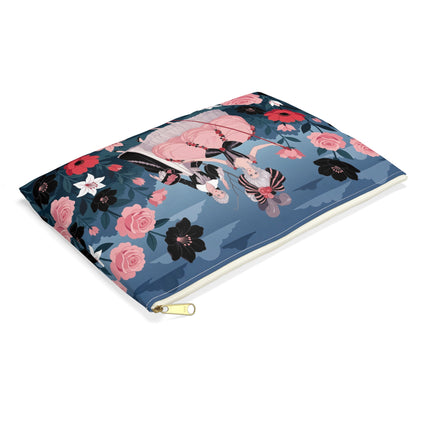 🌹🎭 The Rose Masquerade Promenade Accessory Pouch – Art Deco Floral Elegance