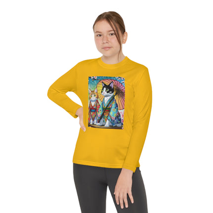 Kimono Kitties Youth Long Sleeve Competitor Tee – Anime Charm & Whimsical Elegance