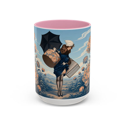 ☔🌸 The Grand Floral Journey Colorful Mug – Art Deco Travel Elegance