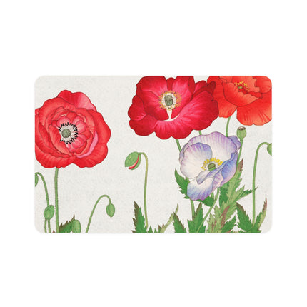 Crimson Poppy Bloom Pet Food Mat – Vibrant Meadow