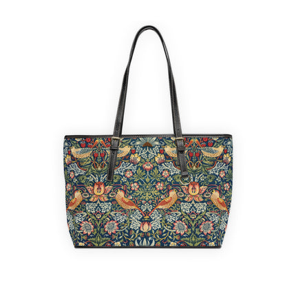 Strawberry Thief by William Morris PU Leather Shoulder Bag