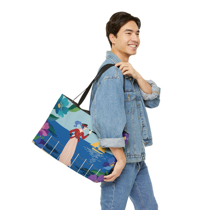 🌊🔭 The Lady Of The Seaside Lookout Weekender Tote Bag – Art Deco Nautical Adventure