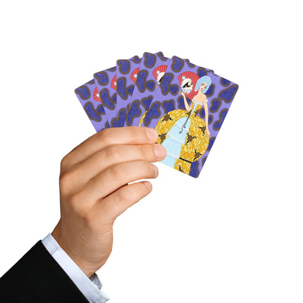 🎭💛 The Lady Of The Mirrored Fan Playing Cards – Art Deco Fashion Fantasy Description