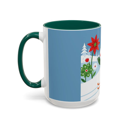 🎿❄️ The Winter Garden Skier Colorful Mug – Whimsical Holiday Fantasy