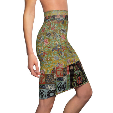 Chinois et Japonais 2 by Auguste Racinet Women's Pencil Skirt (AOP)
