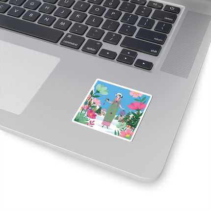 🐦🎄 The Lady Of The Christmas Songbird Kiss-Cut Sticker – Art Deco Holiday Fantasy