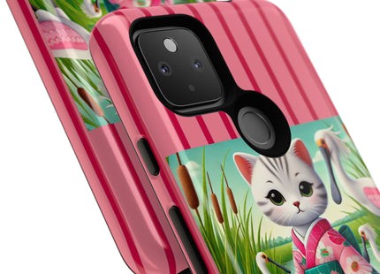 Geisha Kitten Strolls Among the Spoonbills Phone Cases