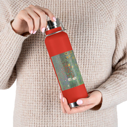 Farm Garden with Sunflowers by Gustav Klimt Copper Vacuum Insulated Bottle, 22oz