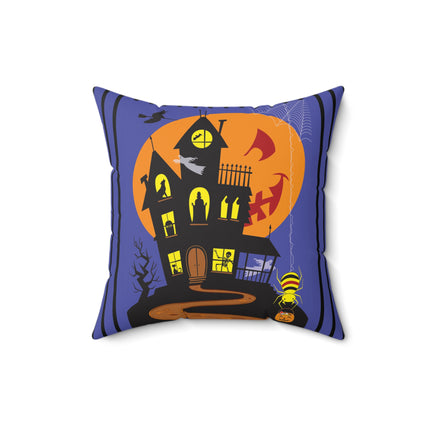 Halloween Night at the Haunted House Spun Polyester Square Pillow
