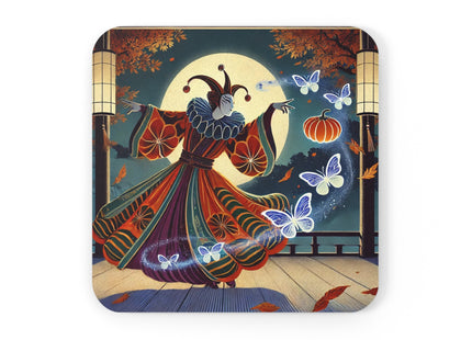 Court Magician with Ghost Butterflies Cork Back Coaster