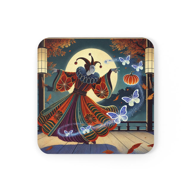 Court Magician with Ghost Butterflies Cork Back Coaster