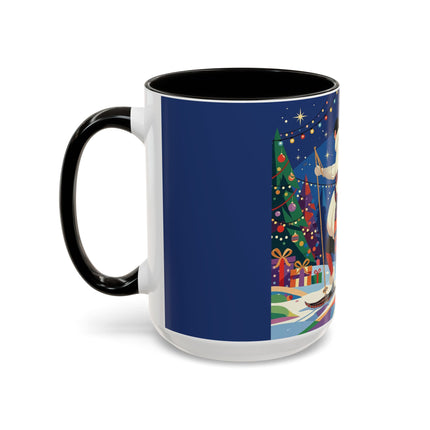 🌙🎿 The Moonlit Christmas Skier Colorful Mug – Whimsical Holiday Fantasy
