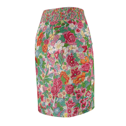 Colorful Flower Pattern by Owen Jones Women's Pencil Skirt (AOP)