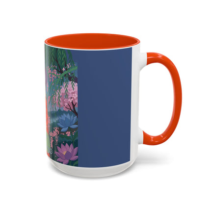 The Lady Of The Cherry Blossoms Colorful Mugs – Art Deco Spring Elegance