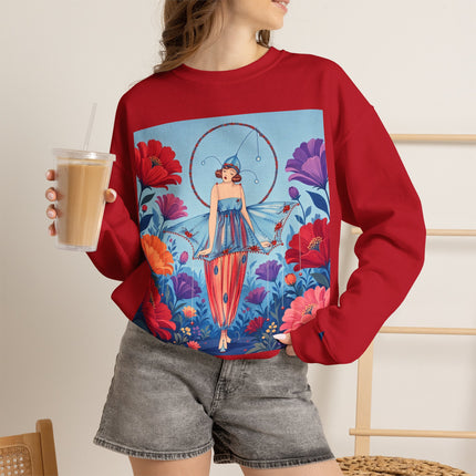 🎪🌺 The Flower Garden Harlequin Crewneck Sweatshirt – Art Deco Fashion Whimsy