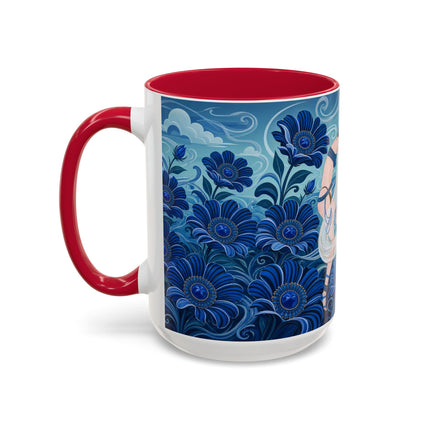 💙🌸 The Sapphire Wind Dancer Colorful Mug – Art Deco Floral Fantasy