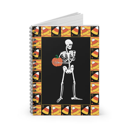 Candy Corn Skeleton Spiral Notebook - Ruled Line