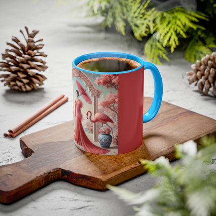 Petals, Porcelain, and Flamingos Colorful Mugs (11oz, 15oz)