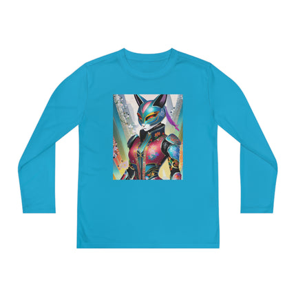 Cyberpunk Chic Youth Long Sleeve Competitor Tee – Holographic Style & Futuristic Adventure