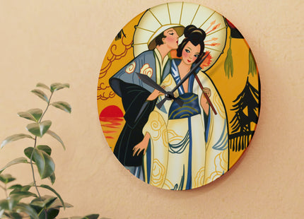 Golden Embrace Acrylic Wall Clock