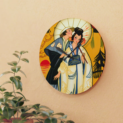 Golden Embrace Acrylic Wall Clock