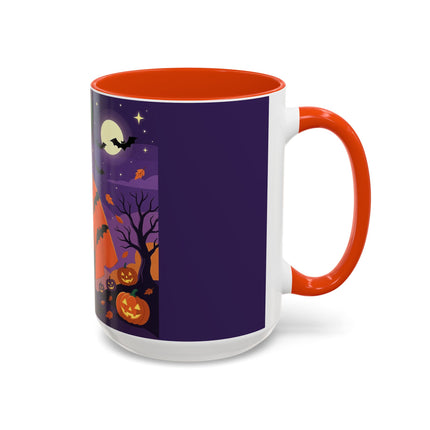 🎃🌕 The Pumpkin Moon Enchantress Colorful Mug – Elegant Halloween Masquerade