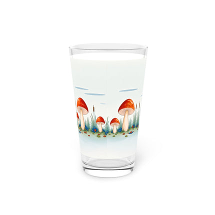 🧚🍄 The Fairy Of The Scarlet Mushrooms Pint Glass – Art Deco Woodland Fantasy