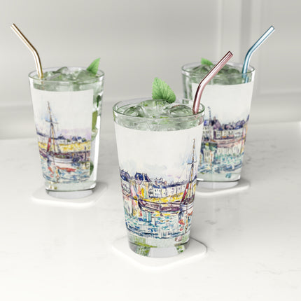 Coastal Town by the Water Glass, 16oz